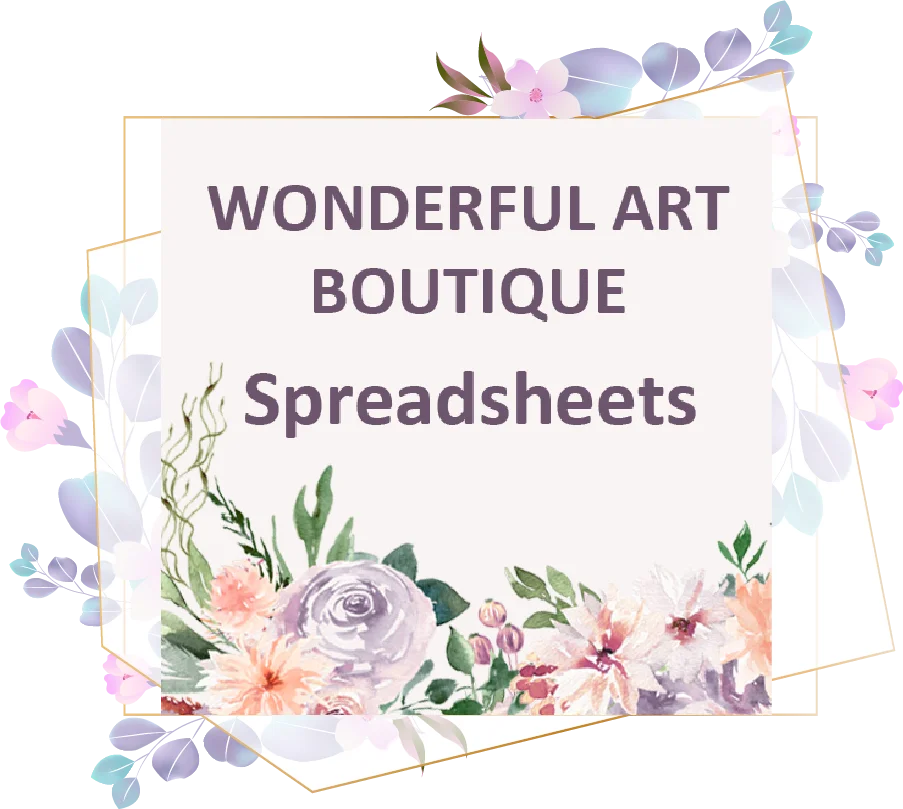 Wonderful Art Boutique Spreadsheets